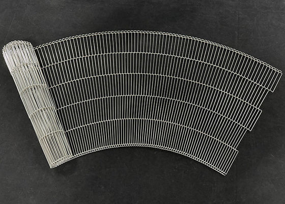 304 Edelstahl Leiter Link Wire Mesh Flat Flex Förderband für Kurvenförderband