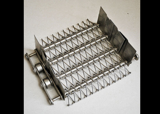 Ein guter Preis. Lebensmittelqualität Hitzebeständig Edelstahl Metall Wire Mesh Chain Förderband mit Baffle Online