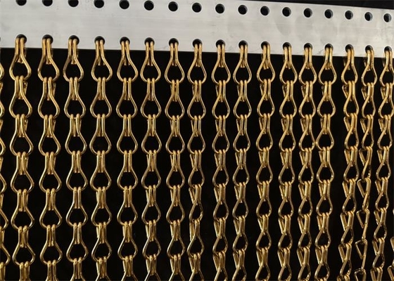 Aluminiumfarbenfrohe Doppelhakenketten-Verknüpfungsgittervorhang / dekorative Metallgittervorhangkette