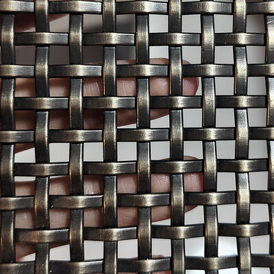 Rigid bronze Architectural Facade Stainless Steel Antique Brass Woven Wire Grill Panel Partitions Inserts Fabric Home Metal Decorative Mesh for Cabinet Doors