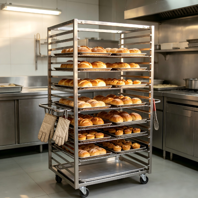 Customizable 304 Stainless Steel Bun Pan Rack Trolley Speed Rack for Pizza and Bread Baking